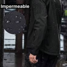 Chaqueta Táctica Impermeable para Hombre con Capucha, Softshell Térmica Cortaviento para Senderismo, Outdoor, Motociclistas y Uso Diario - A - Ver 5