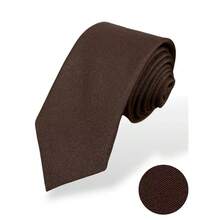 top ties Brown Plain Matte Semi-Slim Tie For Best Man - Rỉ Nâu - Xem 4