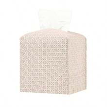 Square PU Leather Tissue Box, Tissue Dispenser Suitable For Bathroom, Vanity, Desk, Car, Grayish Brown - Beige - View 7