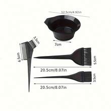7 Stücke/Set Bleich- und Färbewerkzeuge - Tönung Pinsel, Haarfärbe Pinsel, Mischstab, Färbeschale, Kamm, Färbeschale, Einweghandschuhe - Schwarz - Übersicht 3