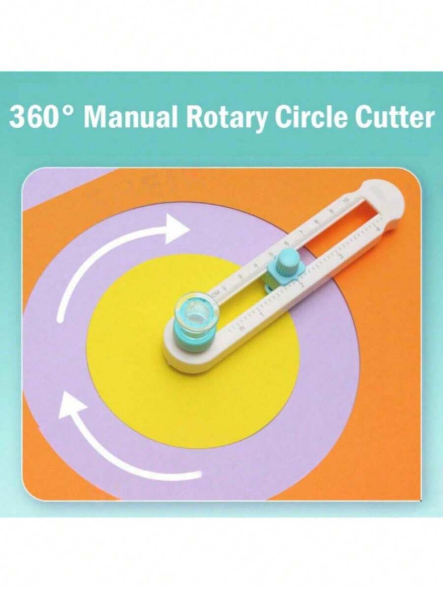 1pc 360 Degree Rotary Circle Cutter - Precision Round Cutting Tool - DIY Plastic Circle Cutter With Rotating Handle, Accurate Round Cutting, Suitable For Crafting And Office Use, Office Supplies - White - View 1