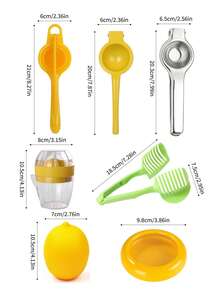 柠檬家庭套装手动榨汁机和密封储物盒 - 通用柠檬橙子柑橘水果榨汁机 - 彩色 - 查看 11