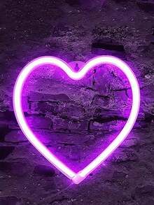 1pc Pink Heart Neon Light, Battery Powered Or USB Powered LED Neon Light For Party, Mother's Day, Valentine's Day, Decorative Light, Table And Wall Christmas Atmosphere Decoration Light - Multicolor - View 5