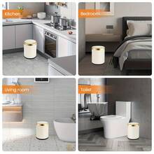1 Piece 3.17 Gallon Large Capacity Push Top Oval Waste Bin, Multi-Layer Inner Bucket, Odor Proof Durable Plastic Trash Can For Kitchen, Bedroom, Living Room And Bathroom - 奶油白 - 查看 2