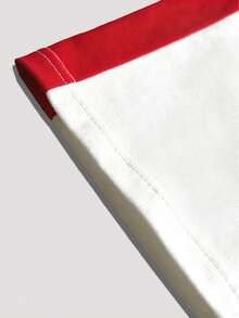 Men's Casual Slogan Print Round Neck Short Sleeve T-Shirt, Summer - Red and White - View 6