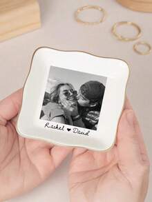 Khay đựng nhẫn in hình chân dung cặp đôi theo yêu cầu, quà tặng ngày Valentine, quà cưới, quà tặng khay đựng nhẫn cá nhân hóa, khay đựng trang sức in ảnh theo yêu cầu. - Nhiều màu - Xem 4