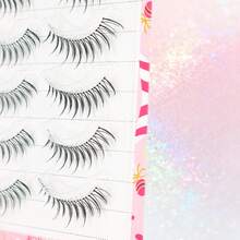 5 Pairs 5-12mm Cartoon Pointed Tail Style, Transparent Stem Fairy False Eyelashes, Handmade U-Shaped Soft Cartoon Eye Lash False Eyelashes - Black - View 6