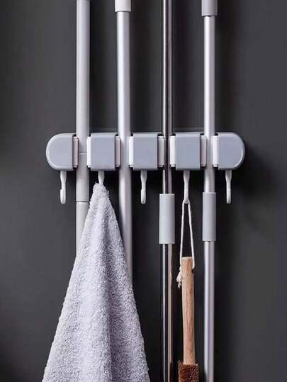 Bộ 1/3 giá treo chổi và cây lau nhà gắn tường, kẹp lưu trữ bằng nhựa hiện đại, giải pháp lưu trữ dán không cần khoan, thích hợp cho phòng tắm và nhà bếp, móc treo tiện dụng, kẹp treo chổi và cây lau nhà gắn tường không cần khoan, giá treo cây lau nhà, giá đựng đồ phòng tắm.