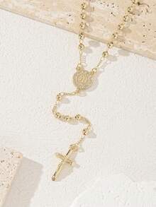 1 chiếc vòng cổ tràng hạt Đức Mẹ Maria, mặt dây chuyền hình thánh giá, vòng cổ tràng hạt, vòng cổ đính hạt, vòng cổ Đức Mẹ Maria, vòng cổ tôn giáo, thích hợp cho phụ nữ đeo hàng ngày hoặc dự tiệc, quà tặng, kỷ niệm, vòng cổ vàng dành cho nữ, món quà hoàn hảo cho Ngày Valentine, Giáng sinh hoặc trang phục thường ngày, thiết kế độc đáo | Điểm nhấn đá Zirconia AAA - Vàng - Xem 11