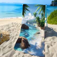 1 khăn tắm biển in hình cây dừa, mềm mại, thoải mái, nhẹ, thích hợp cho du lịch, bơi lội, lặn biển, lướt sóng, yoga, cắm trại và các phụ kiện bãi biển khác. - SSTJ10645 - Xem 4