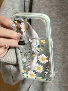 Fresh Daisy Transparent Phone Case, Lightweight & Skin-Friendly, High Transparency TPU Daisy Phone Case Compatible With IPhone - Green - View 2