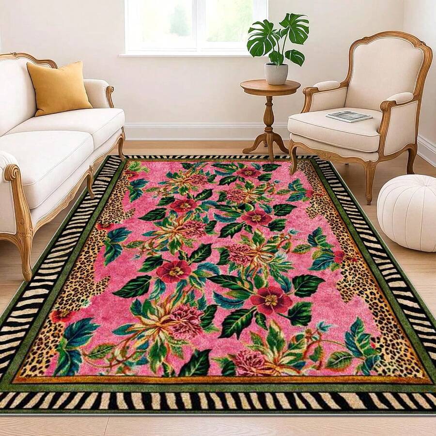 1pc Leopard Print Rug, Red Lips Rug, Pop Art Rug, Bold Statement Area Rug, Funky Living Room Decor, Animal Print Rug, Glamorous Home Rug, 84*60inch,Perfect Choice For Christmas ,Stylish And High-Quality Rugs, Perfect For Christmas Decorations And GiftsHome Decor, The Best Choice For Gothic-Style Birthday Gifts - Nhiều màu - Xem 1