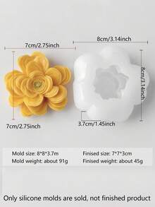 3D毛茛花 | 奥斯汀玫瑰硅胶模具，蜡烛和肥皂制作DIY工具 | 多层花瓣逼真花朵模具 | 耐热易脱模 | 家用和商用创意花卉装饰树脂石膏硅胶模具 - 奧斯汀&毛茛花朵模具 - 查看 12