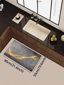 1pc Silica Gel Kitchen Mat, Luxury Gold Veined Pattern With Distressed Gray Base, Flowing Gold Lines And Scattered Sparkles Presenting A Dynamic Modern Art Aesthetic, Surface Fabric Material, Middle Sponge Absorbent Material, Bottom Rubber Material Anti-Dirty Waterproof Kitchen Rug And Carpet - Multicolor - View 12