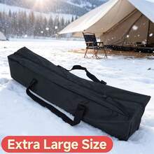 帆布遮阳杆收纳袋、露营帐篷睡袋收纳袋、旅行野餐手提袋 - 黑色 - 查看 2