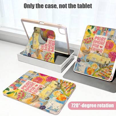 1个360°旋转翻盖支架保护套，水果、汽车、建筑图案，带笔槽，PU皮革材质，具备自动休眠/唤醒功能，兼容荣耀Pad 8/9/10、荣耀GT 11.5英寸/X7/X8A/X9/X8Pro/X9Pro/V9/V8 Pro、Matepad 11英寸（2023/2022）、Matepad 11.5英寸（2026）等平板电脑