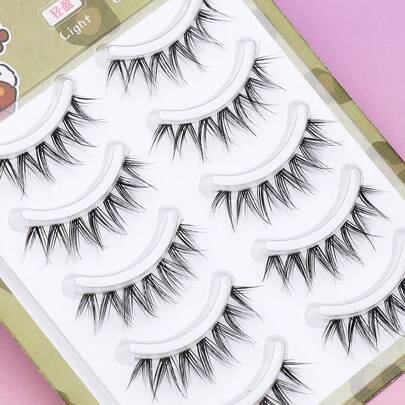 5 Pairs Natural Multi-Style Matched Eyelashes, 3D Lengthening Lashes, Natural & Comfortable, Lightweight & Seamless, Essential Makeup For Beginners, Black Transparent Roots, Invisible Natural False Lashes, Short & Delicate To Create Dreamy 3D Mink Lash Effect, Large Capacity Cosmetics, Suitable For Weddings, Nightclubs, Daily Work Meetings, Students, Mothers, Film Studios, Celebrities From Europe, Korea, Japan, Etc.