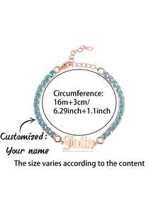Customized Gothic Style Personalized English Name Blue Zirconia Inlaid Bracelet, Mother's Day Gift, Valentine's Day Gift, Birthday, Anniversary, Friend, Graduation, Christmas, High-End Family Gift - Style 1 - View 14
