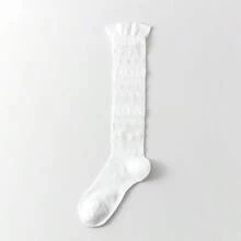 1 Pair Women's Frill Trim Knee High Socks, Minimalist Style - Multicolor - View 14