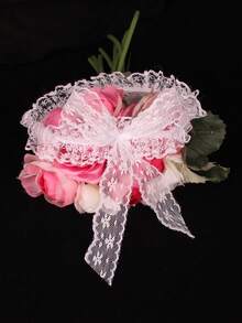 1 Pair Sexy Bow Garter, Lace Trim Leg Garter, Wedding Accessory - White - View 3