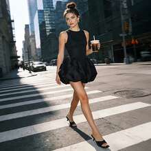 Athlefit Kitten Heels For Women Heeled Sandals Square Open Toe Low Heels 2 Inch Comfortable Slip On Slides Square Toe Heels These Slip On Heeled Sandals Can Be Easily Matched With Various Outfits And Are Suitable For Casual And Formal Occasions, Whether It Is Home, Going Out, Work, Date, Vacation, Dance, Party, Wedding - 黑色 - 查看 3