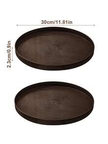 2个/1个 11.8英寸木纹圆形托盘，适用于盛放食物、零食、饮料、寿司、牛排、披萨、甜点、蛋糕、面包、早餐、咖啡、茶、熟食拼盘、宴客餐盘、春节、情人节等场合 - 彩色 - 查看 9