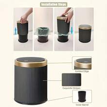 1 Piece 3.17 Gallon Large Capacity Push Top Oval Waste Bin, Multi-Layer Inner Bucket, Odor Proof Durable Plastic Trash Can For Kitchen, Bedroom, Living Room And Bathroom - 奶油白 - 查看 4