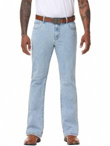 Men's Vintage Jeans Bell Bottom Pants Retro 70s Comfortable Stretch Fit For Disco Party - Rửa nhẹ - Xem 3