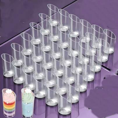 10/20pcs Mini Angled Dessert Cups, Transparent Small Frozen Pudding Ice Cream Mousse Spoons, Suitable For Parties, Weddings, Christmas, New Year, Valentine's Day And Other Celebrations