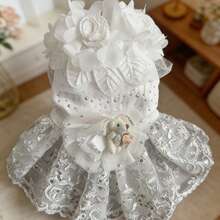1pc Pet Wedding Dress, Bridesmaid Outfit For Cats And Dogs - White - View 7