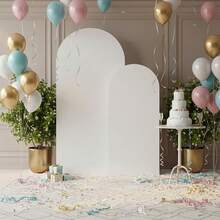 Party Backdrop Arch, Wedding Backdrop Decoration, Available In Various Colors And Sizes. Arched Backdrop, Wedding Backdrop, 6ft, 6.6ft, 7.2ft Wedding Arch Cover Fabric. Suitable For Birthday Party Arch Stands, Backdrop Stands, Bachelorette Parties, Room Decor, Balloon Arch Stands, Center Pieces For Tables, Wedding Decorations, Baby Shower Party Supplies, Gender Reveal Party Supplies, And Graduation Party Supplies. (Backdrop Fabric Sold Separately.) - 白色拱門背景罩 - 查看 2