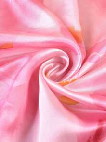 Chic & Elegant Lotus Pattern Printed Ladies Satin Scarf, Leisure Sunscreen Headband Scarf Bandana,Hair Band,Head Band Ideal For Dressing Up Your Look Valentine's Day Valentines - 粉色 - 查看 6