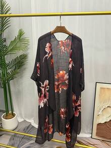 Floral Print Tassel Hem Open Front Kimono: Lightweight For Beach & Daily,Multi-Pack - PJ006 - View 3