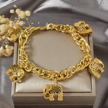 Golden Elephant Bracelet - Bohemian Cuban Chain For Girls Women Daily Wear, Exquisite Birthday Gift - Gold - View 6