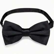 1 Exquisite Black Bow Tie - Formal Tuxedo Style - Adjustable, One Size Fits All - Perfect To Match Suits And Uniforms, Ideal Gift For Christmas, - Black - View 2