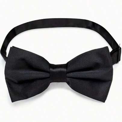 1pc Elegant Black Bow Tie - Formal Attire Style - Adjustable, One Size - Suitable For Suits, Uniforms And Special Occasions, Great Gift For Christmas, Valentine's Day, Father's Day