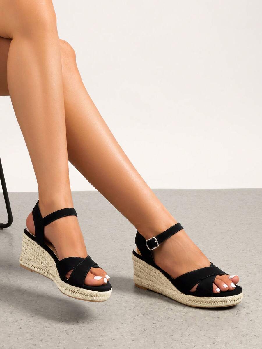 Women Platforms & Wedge Sandals - Black and White - View 1