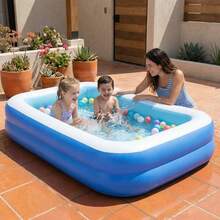 Piscina hinchable rectangular para toda la familia, 210 x 140 x 50 centímetros. - A - Ver 3