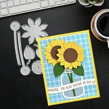 创意向日葵模具，DIY剪贴簿相册和压花模板，贺卡制作工具，卡片纸切割工艺品，礼品卡制作模板模切。 - 銀色 - 查看 3