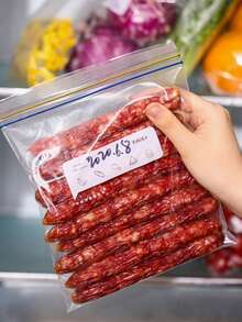 15/20/30/65件套加厚双层密封食品保鲜袋，透明塑料密封袋，适用于谷物、肉类、水果和蔬菜，冰箱冷冻袋，高密度可重复使用袋，厨房用品 - 查看 8
