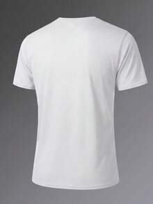 Men's T-Shirt, Fitness Quick-Dry Elastic Sportswear, Casual Exercise Solid Color Short Sleeve Top, Running - White - View 3