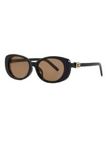 1 Cặp kính thời trang gọng oval kiểu retro dành cho nữ, phù hợp cho bãi biển, lễ hội âm nhạc và sử dụng hàng ngày. - Những lát trà đen sáng màu - Xem 2