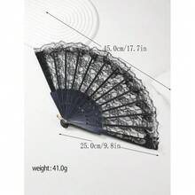 Eyekan 1pc Black Solid Lace Decor Hollow Out Prop Fan Halloween Valentine's Day Valentines,Summer Accessories Halloween Accessories - 彩色 - 查看 3