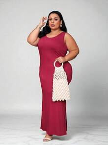Plus Size Dresses - احمر خشبي - مشاهدة 3