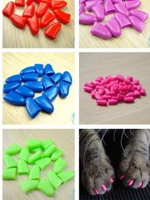 20 Sets Of Pet Nail Covers, Anti Scratch Claw Covers, Suitable For Cats And Dogs, Soft, Comfortable, Breathable, One Size Fits All, Multiple Colors To Choose From, Easy To Wear, Pet Supplies - Multicolor - View 5
