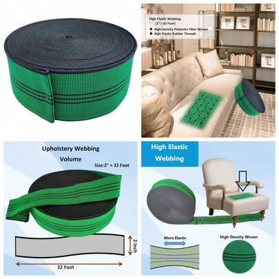 Upholstery Webbing Band Replacement For Chair, Couch, Sofa, 2ins * 32ft Roll, Upholstery Seater Repair Material, Elastic, Latex, Stretchy Webbing Belt/Strap For Lawn Chair