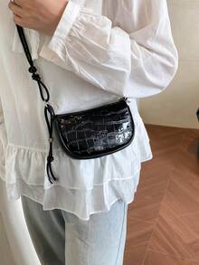 荔枝纹迷你手提包，新款时尚轻便日常单肩包，超轻小巧斜挎包（女士款） - 黑色 - 查看 2