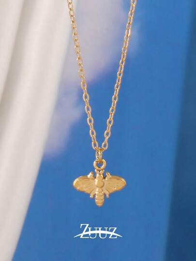 1pc Fashion Simple Cute Stainless Steel Bee Charm Necklace For Women Female Jewelry For Daily Decoration