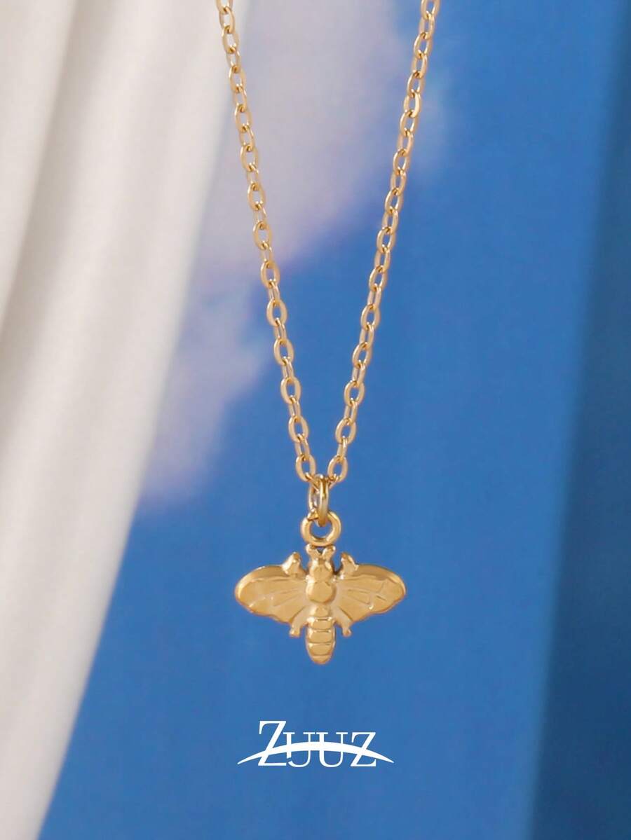 1pc Fashion Simple Cute Stainless Steel Bee Charm Necklace For Women Female Jewelry For Daily Decoration - necklace - View 1