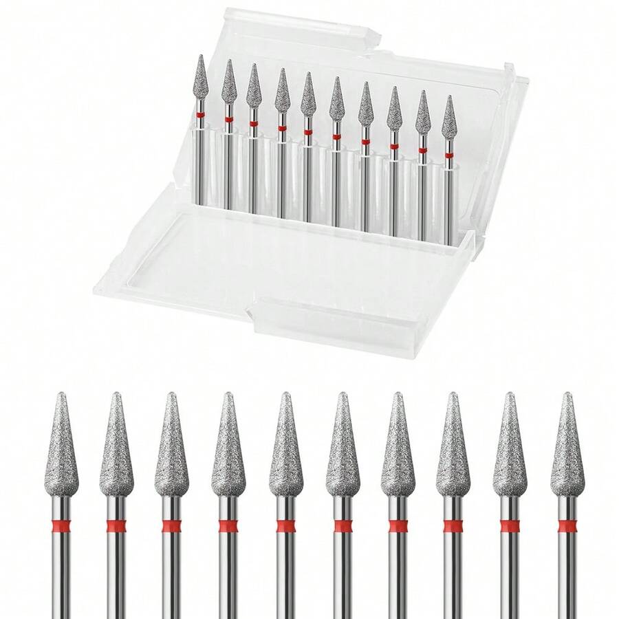 10pcs Cuticle Drill Bit,Nail Drill Bits Flame Cuticle Clean Drill Bit For 3/32''Electric Nail File Machine Cuticle Bit Nail Prep Tool - Silver - View 1
